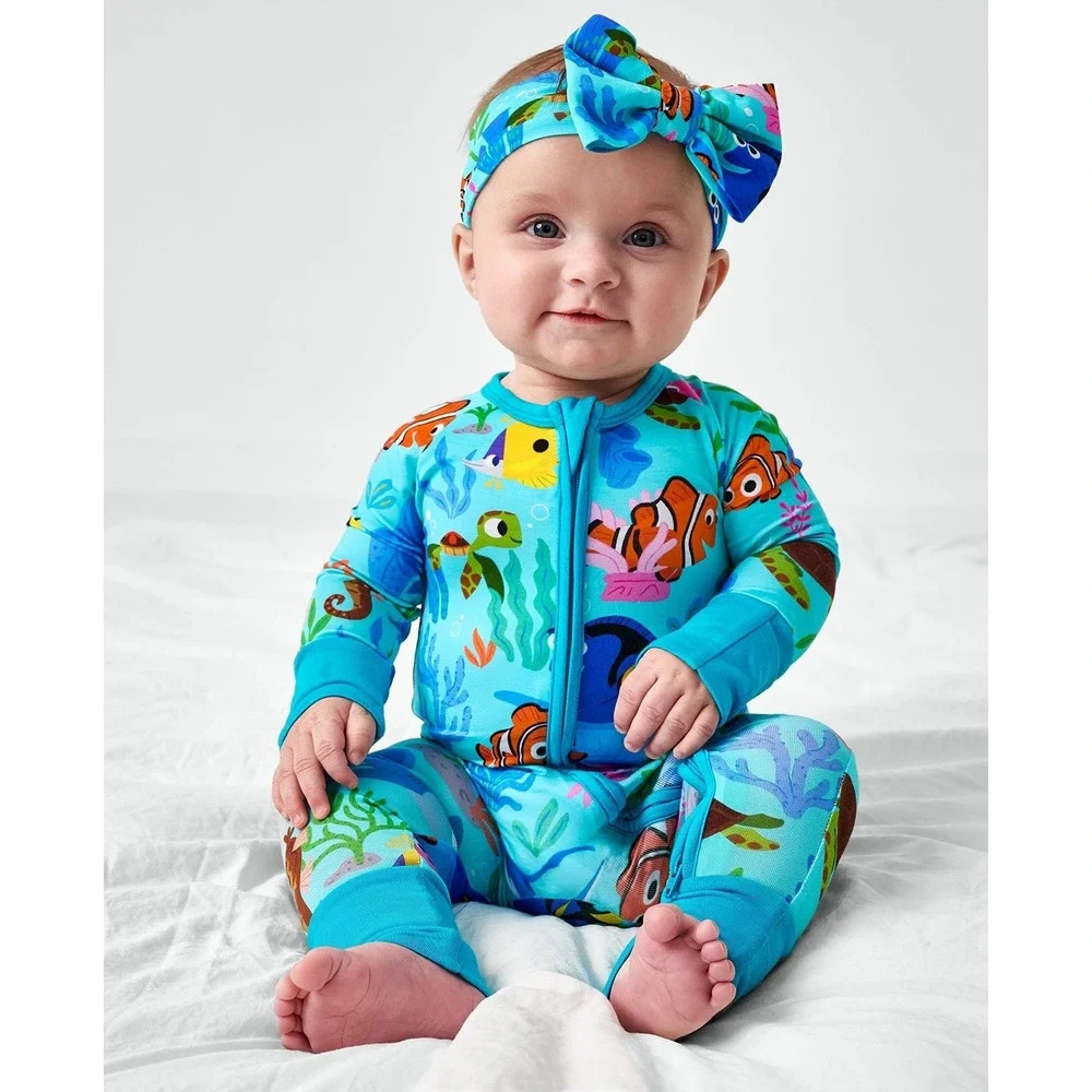 Little Sleepies Disney Finding Nemo Lunaluxe Bamboo Zippie Newborn NB Blue